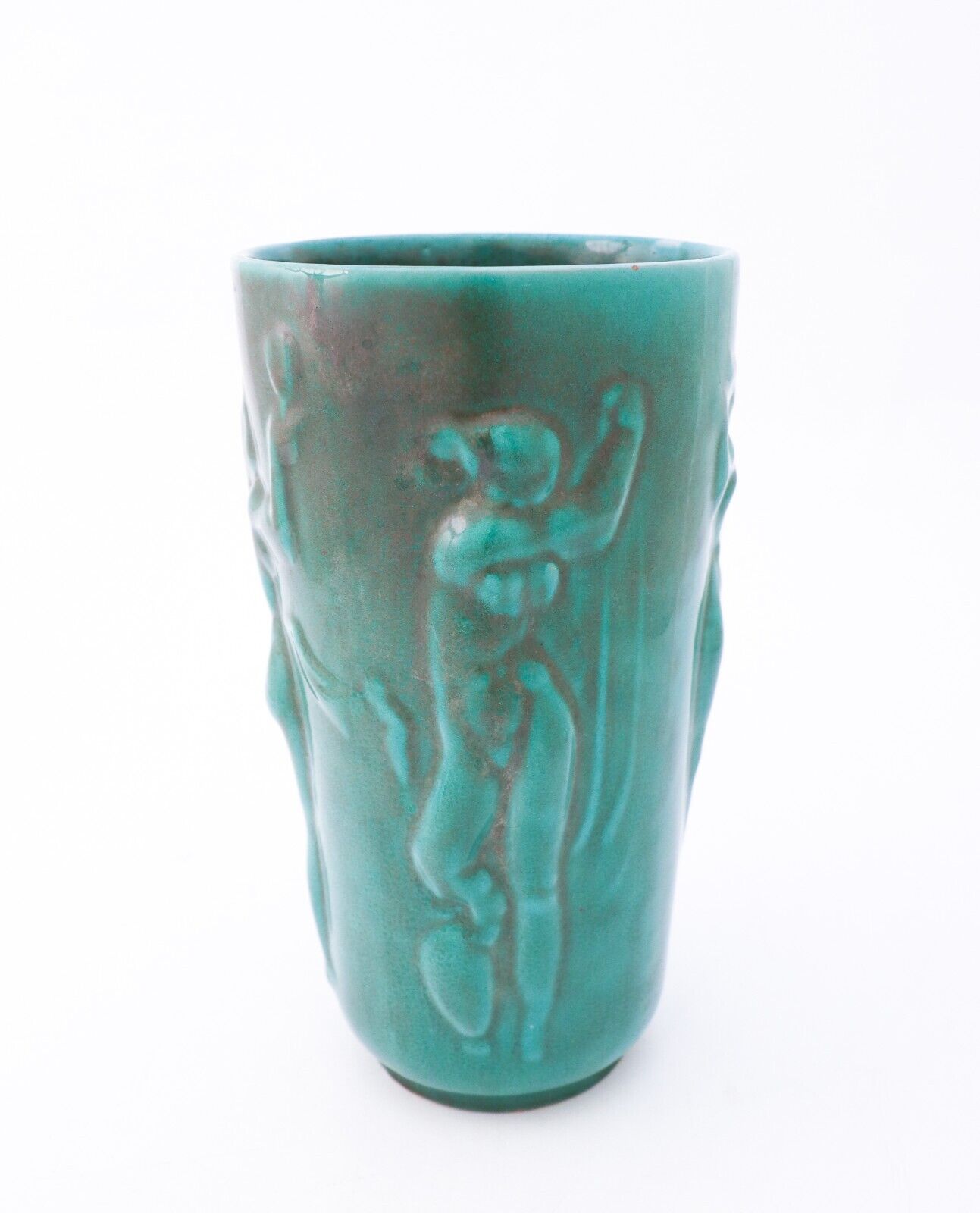 Large Green Vase "Relief Decor" Upsala Ekeby - Einar Luterkort - 1930s Art Deco