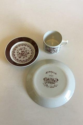 Bjorn Wiinblad Nymolle April Month Cup No 3513 Saucer and Cake Plate No 3520