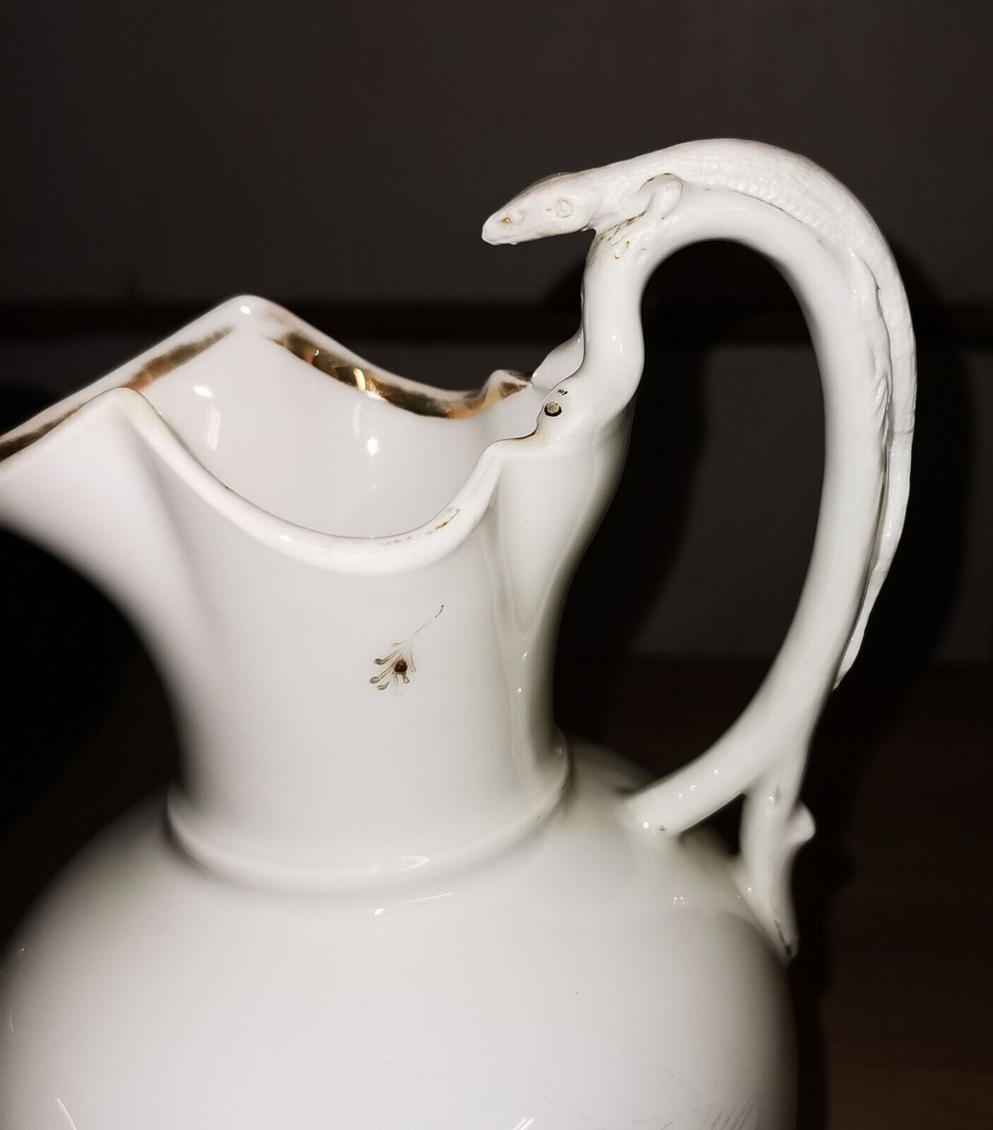 Art Nouveau Porcelain Pitcher with lizzard figure from Bing & Grøndahl Denmark