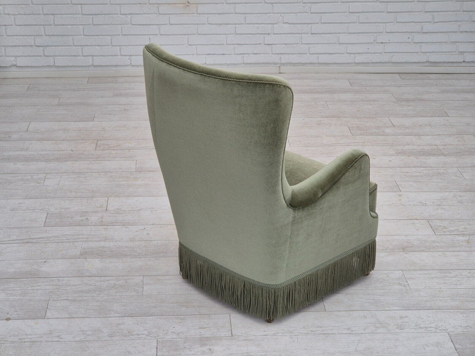 1970s Danish armchair velour beech wood original excellent condition