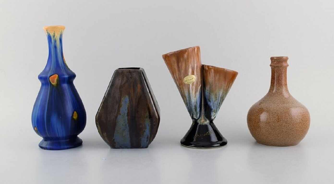 Four retro vases in glazed ceramics Belgium 1960s / 70s