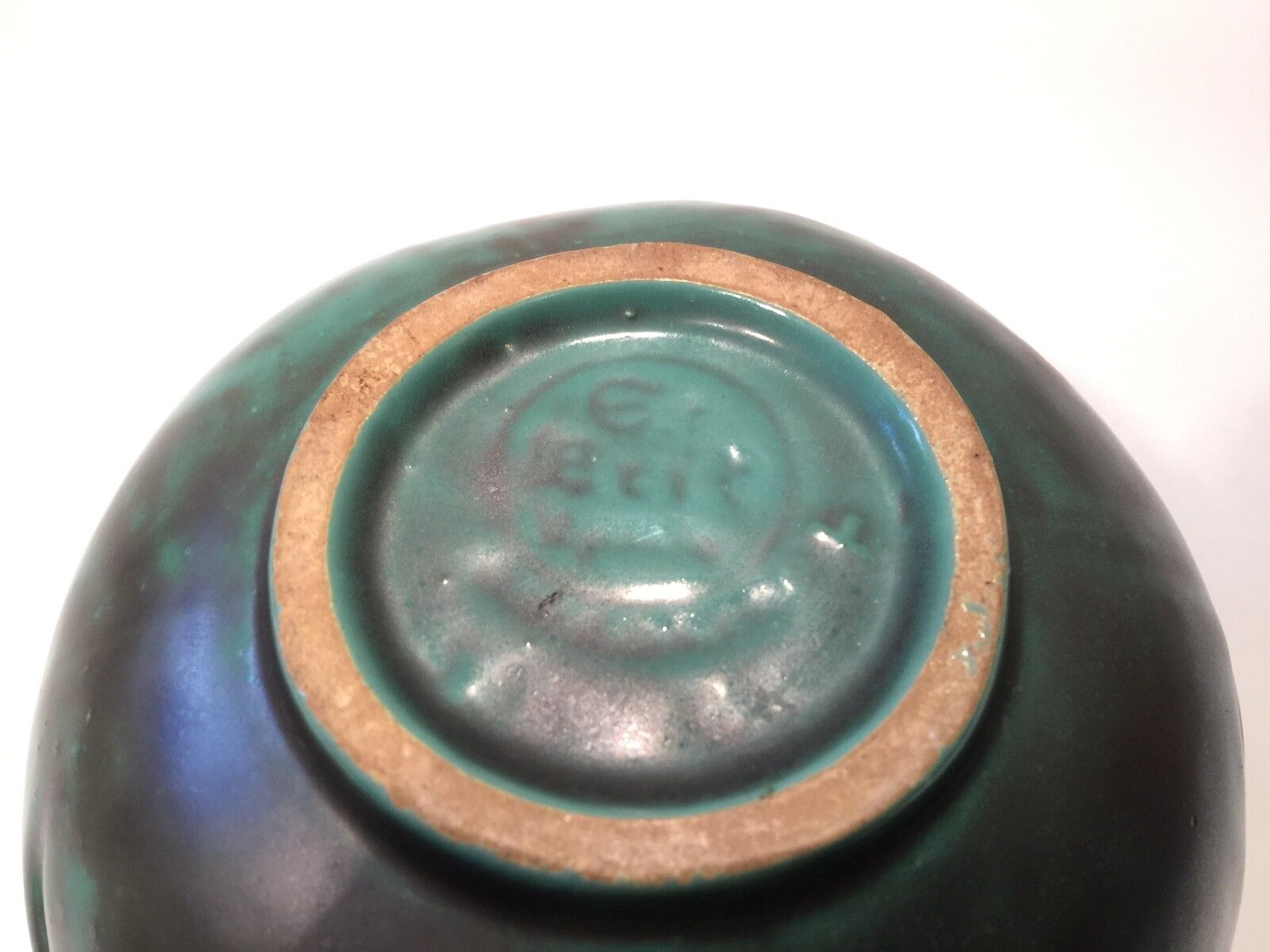 S:t Eriks (Upsala Ekeby) Art Deco ball shaped vase green copper oxide glaze