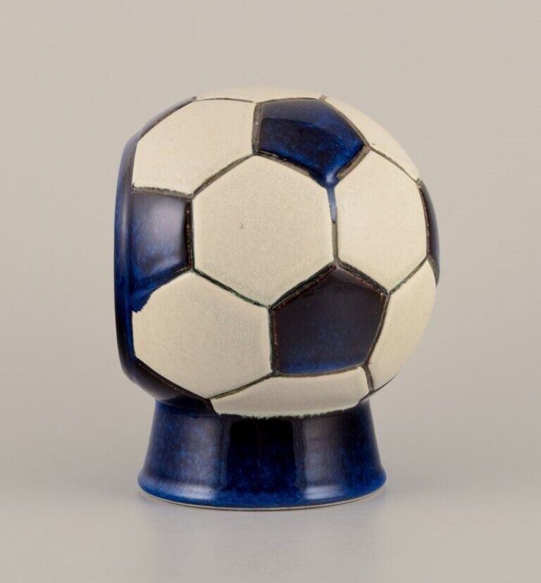 Berit Sundell Gustavsberg Ceramic tabletop clock in the shape of soccer ball