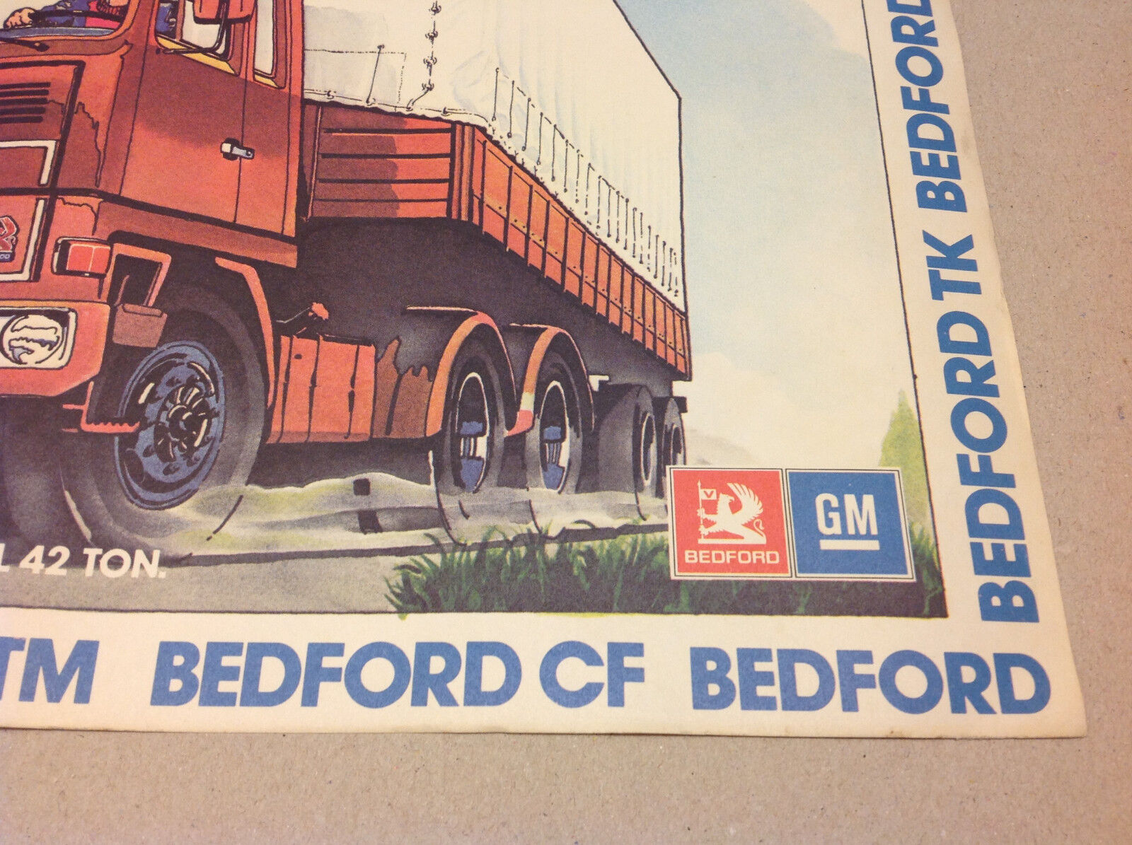 Bedford Trucks Vintage Poster 28cm x 48cm Les Routiers Unframed Good Condition