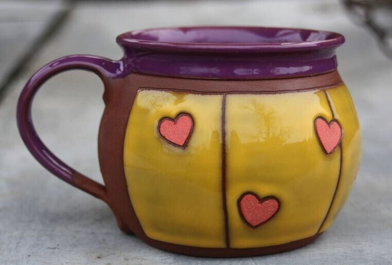 Handmade ceramic mug with chicken Pottery mug