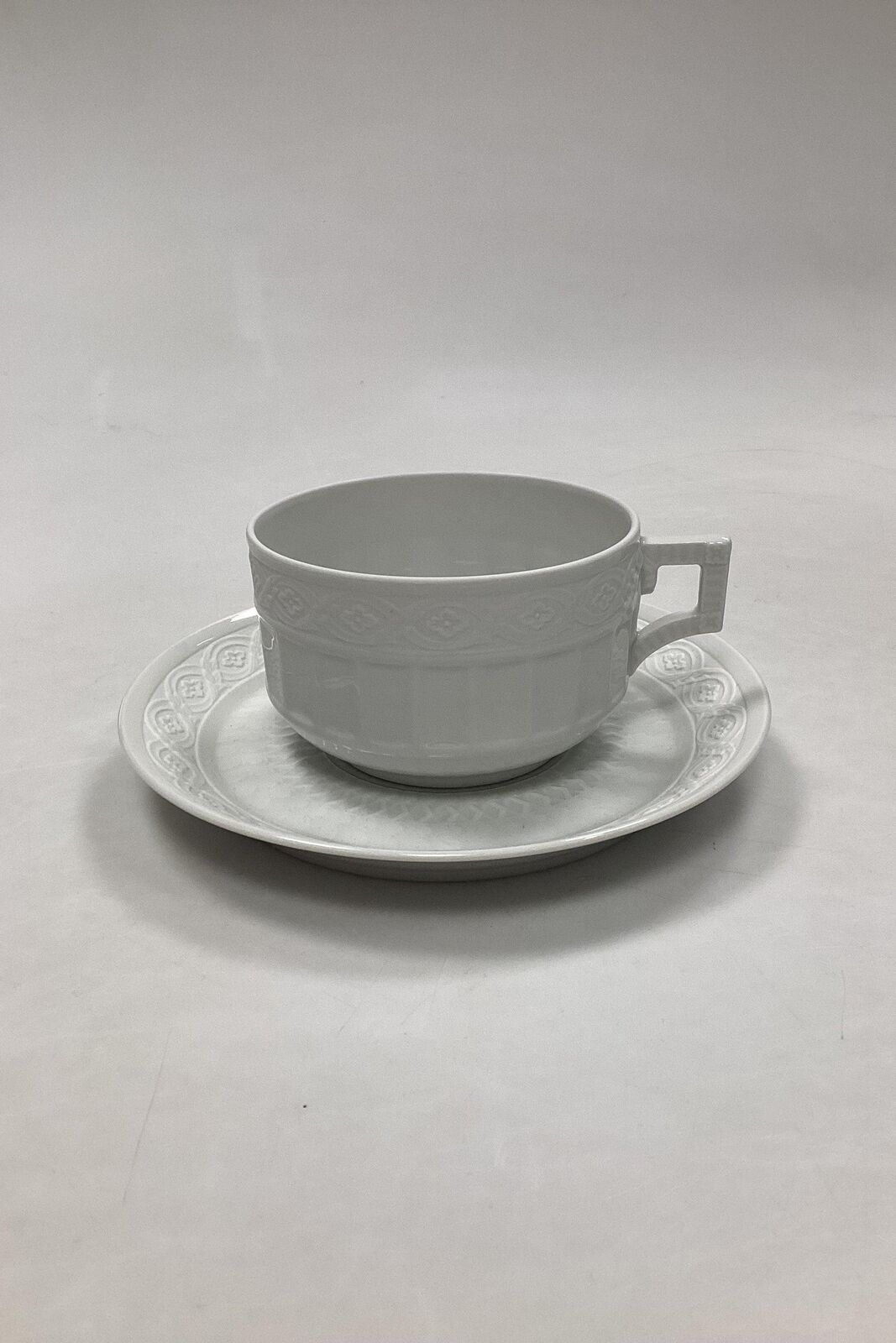 Royal Copenhagen White Fan Teacup with Saucer No 11554