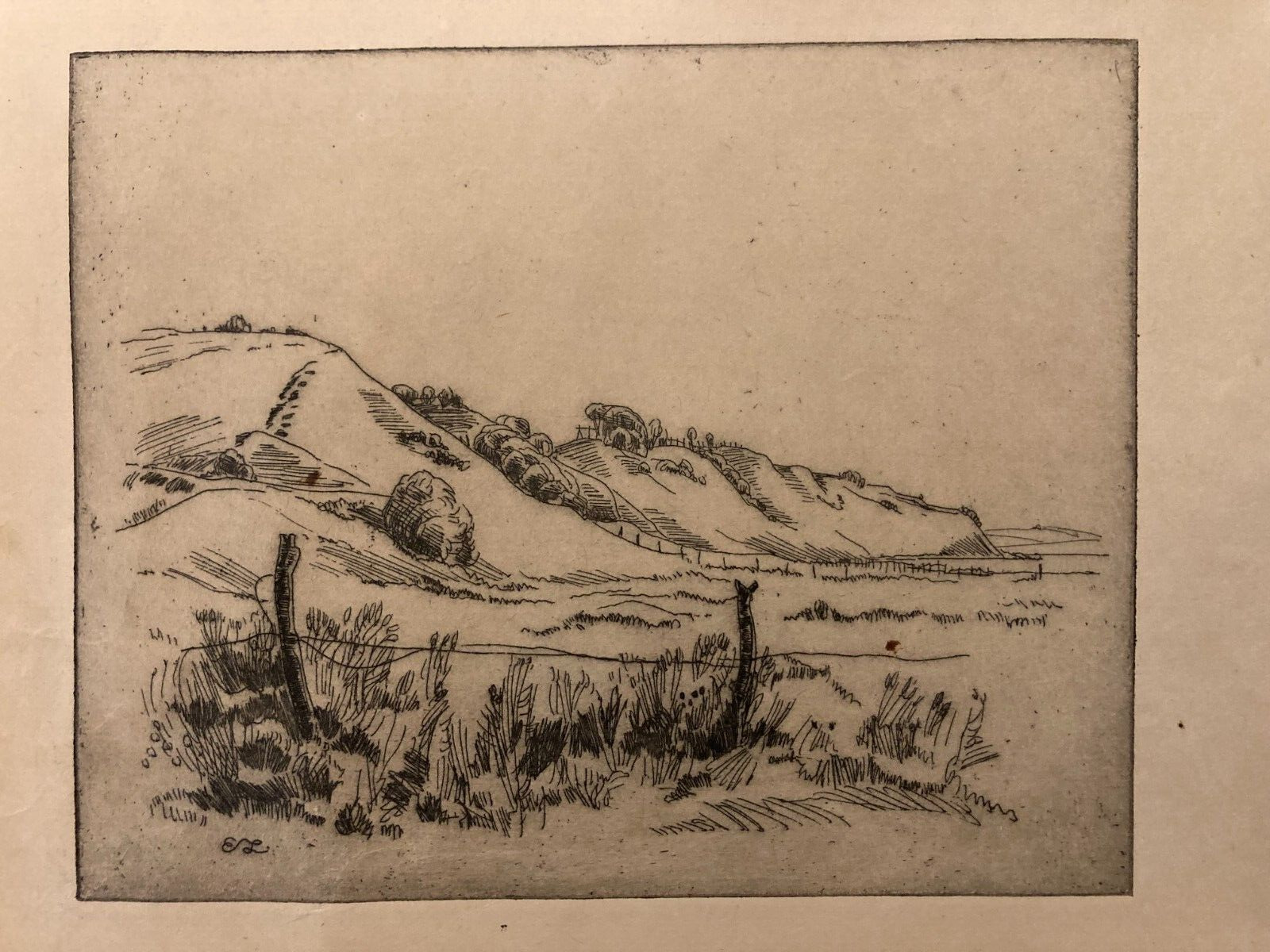 Vintage Danish Landscape Etching - Signed - Early 20th Century Art 23*27 cm