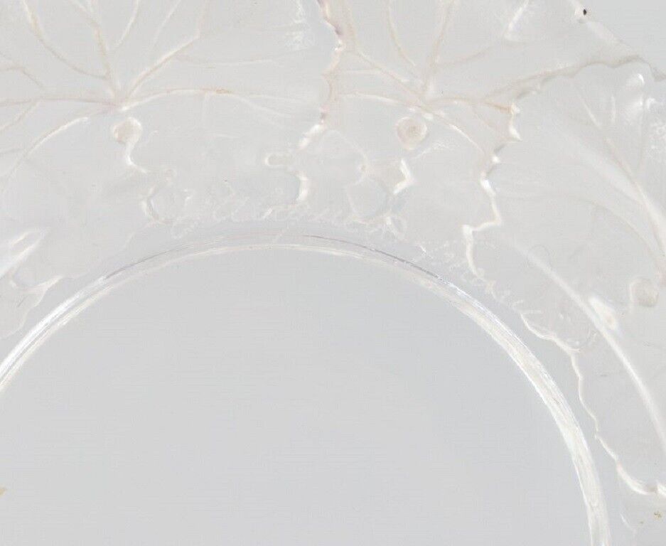 Lalique bottle tray in clear art glass with flower decoration Approx 1980