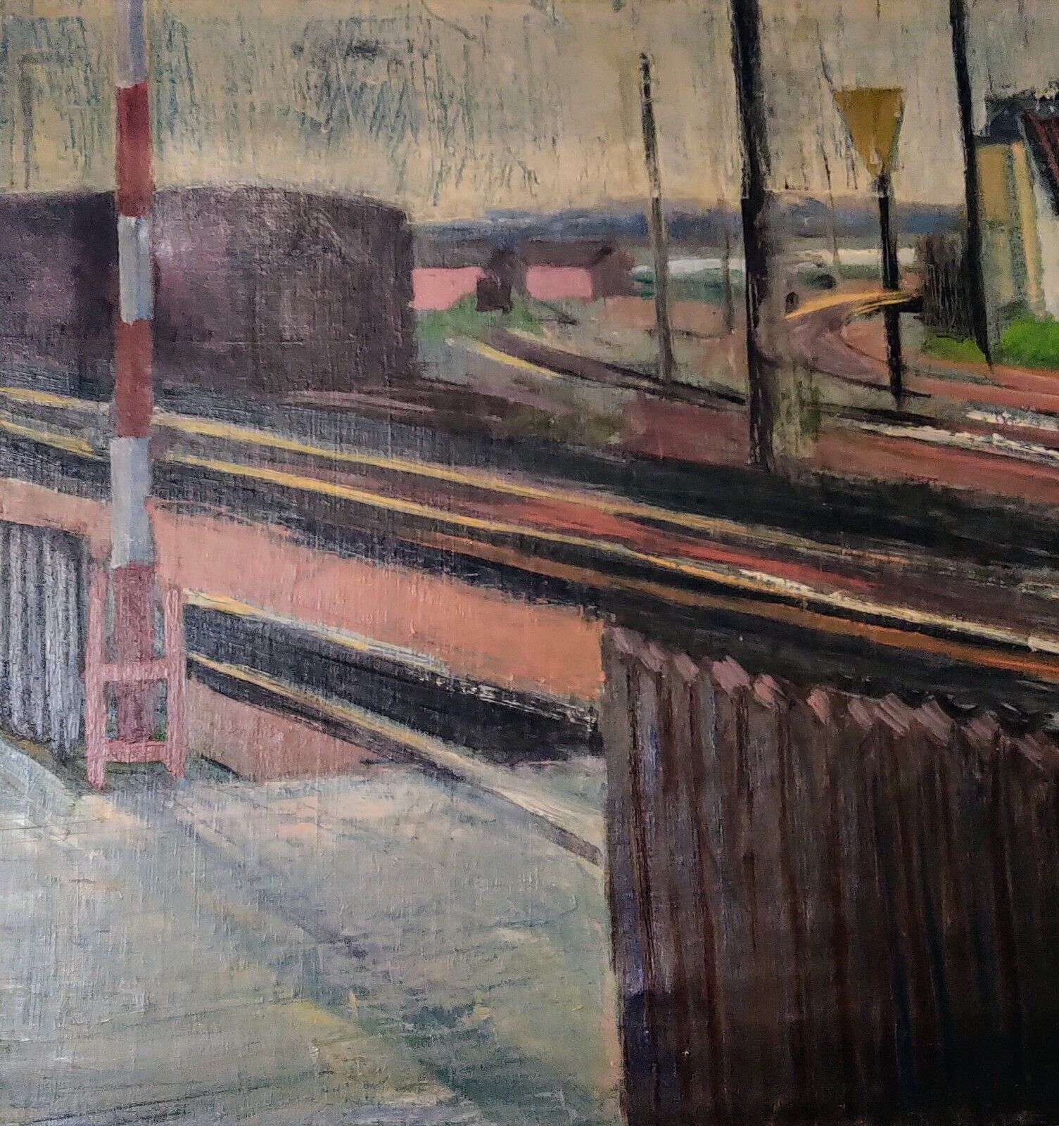 RAILROAD TRACKS original oil painting