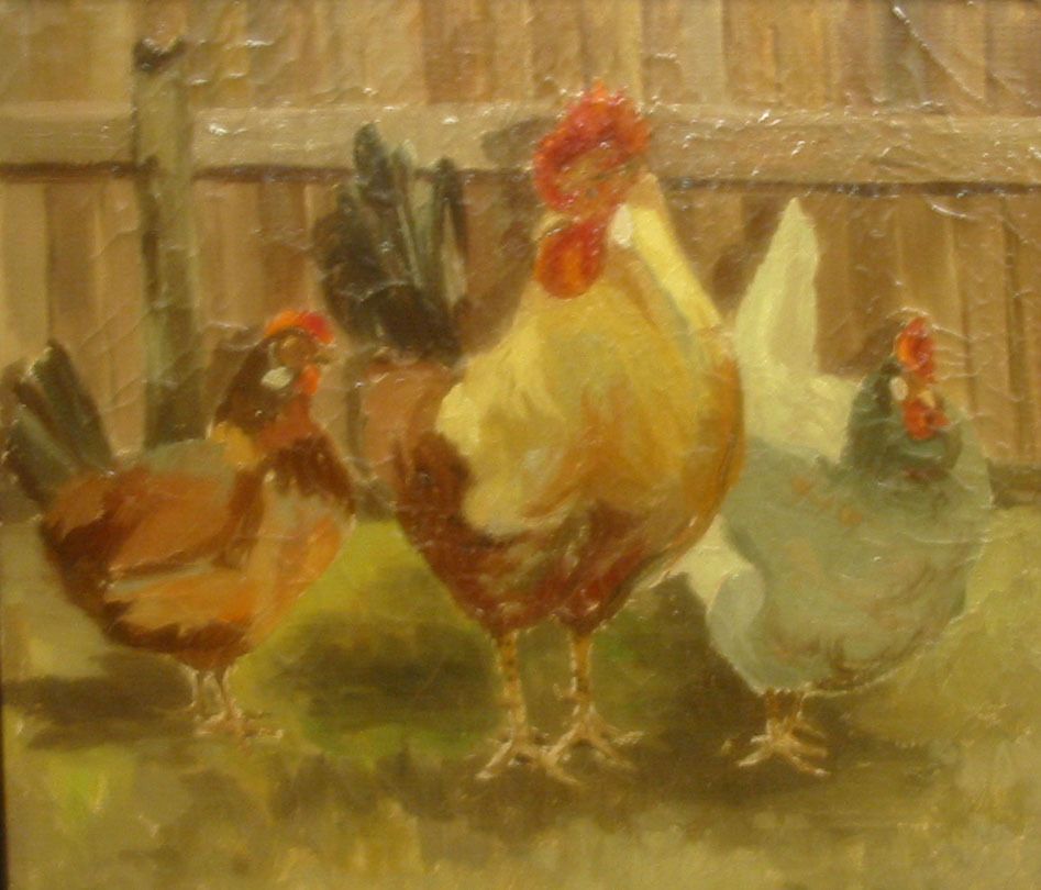 ROOSTER AND TWO HENS