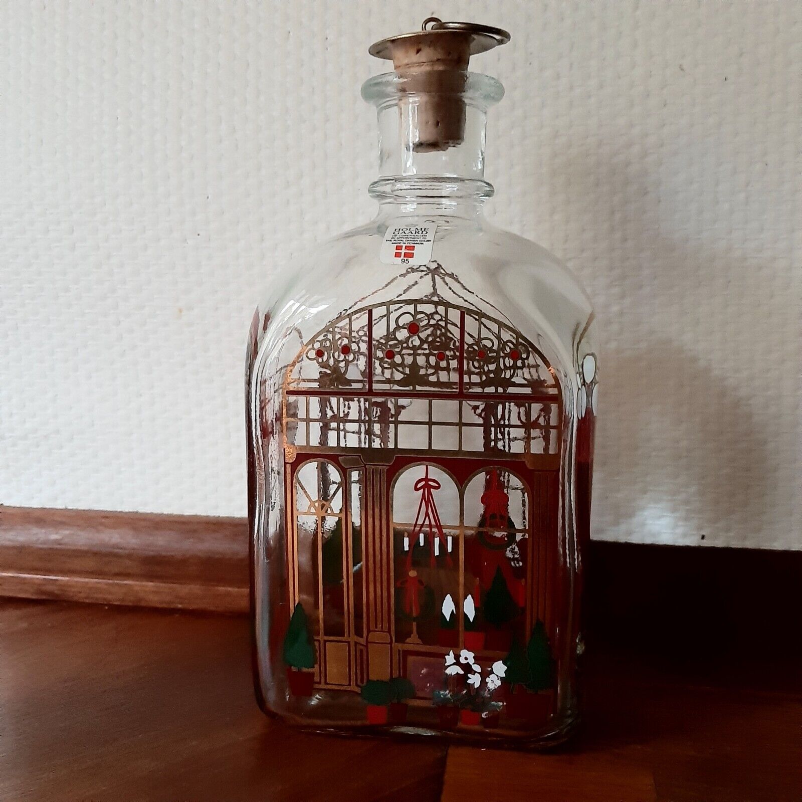 1995 GOLDEN CHRISTMAS Calendar BOTTLE with  2 DRAM GLASSES HOLMEGAARD