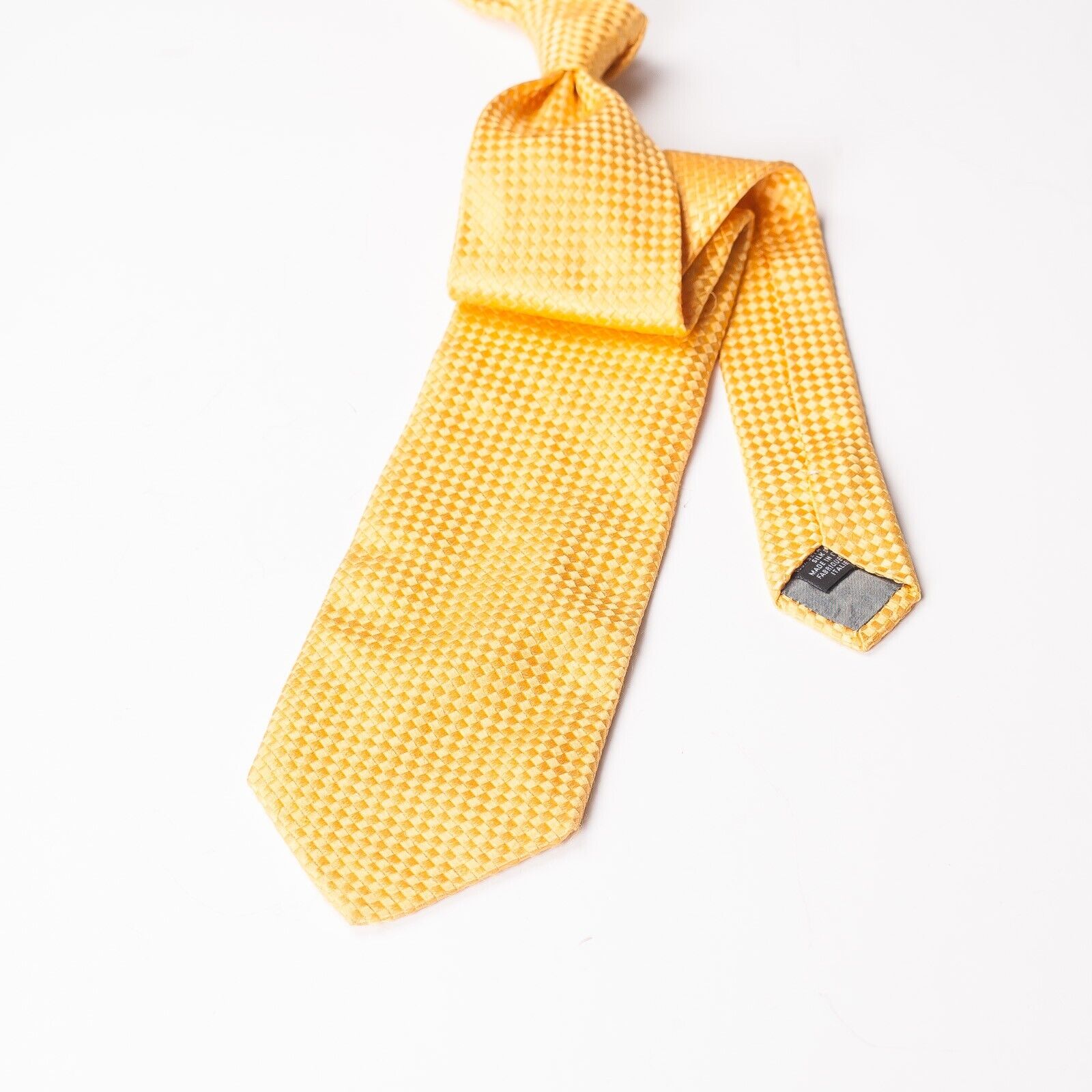 KENZO Yellow Basket Weave Silk Tie Italy Made