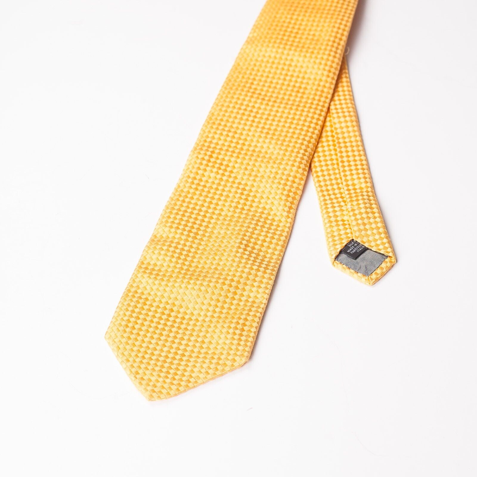 KENZO Yellow Basket Weave Silk Tie Italy Made