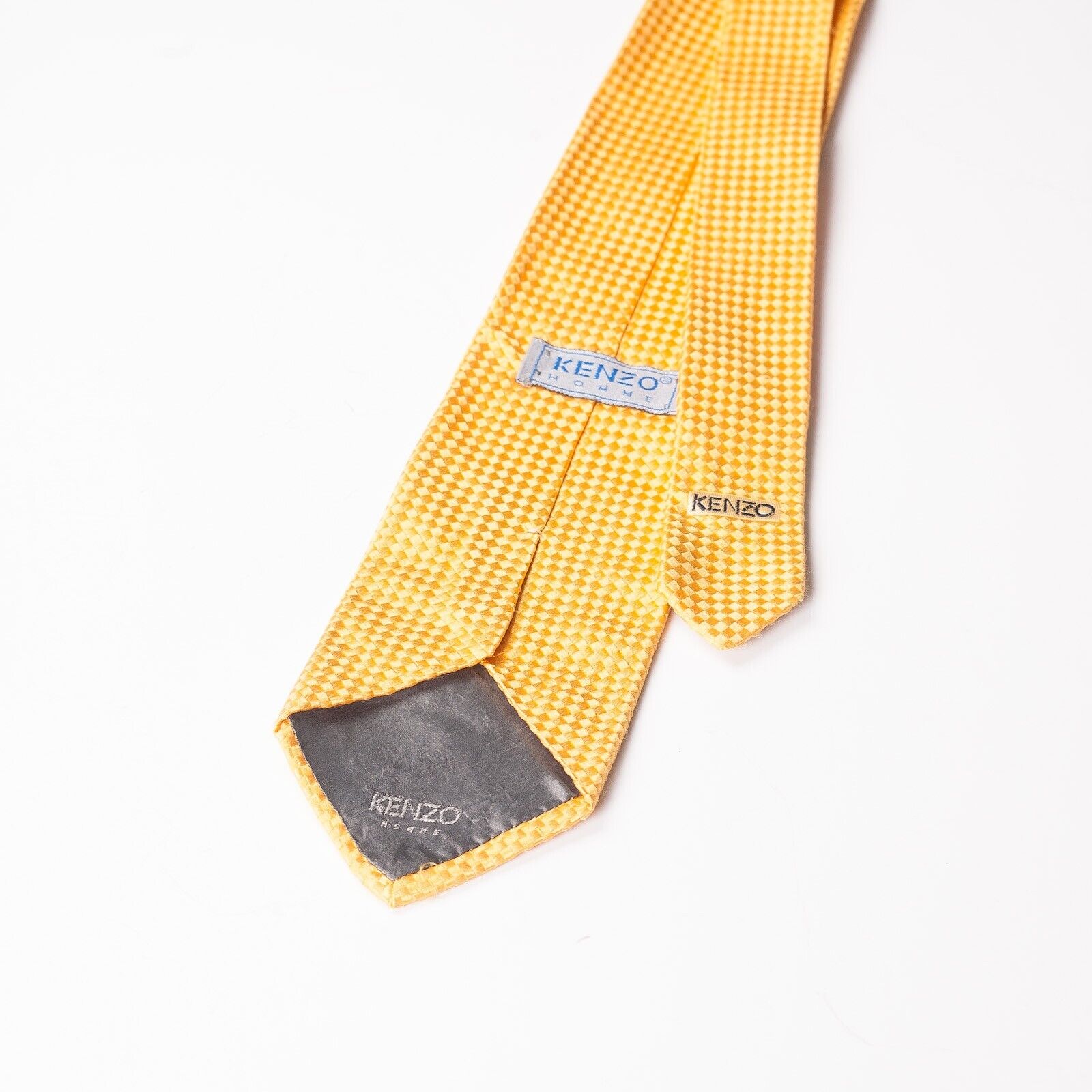 KENZO Yellow Basket Weave Silk Tie Italy Made