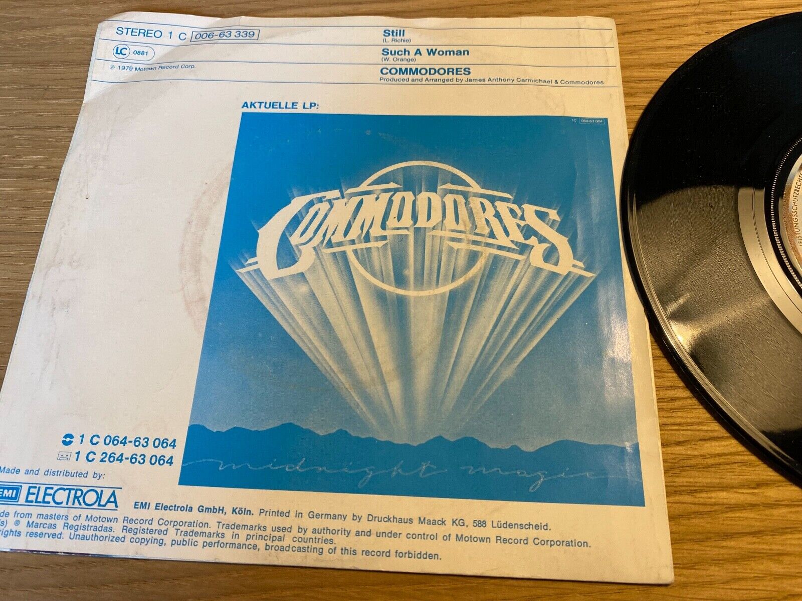 THE COMMODORES "STILL / SUCH A WOMAN" 1979 MOTOWN RECORDS VINYL SINGLE GERMANY 7