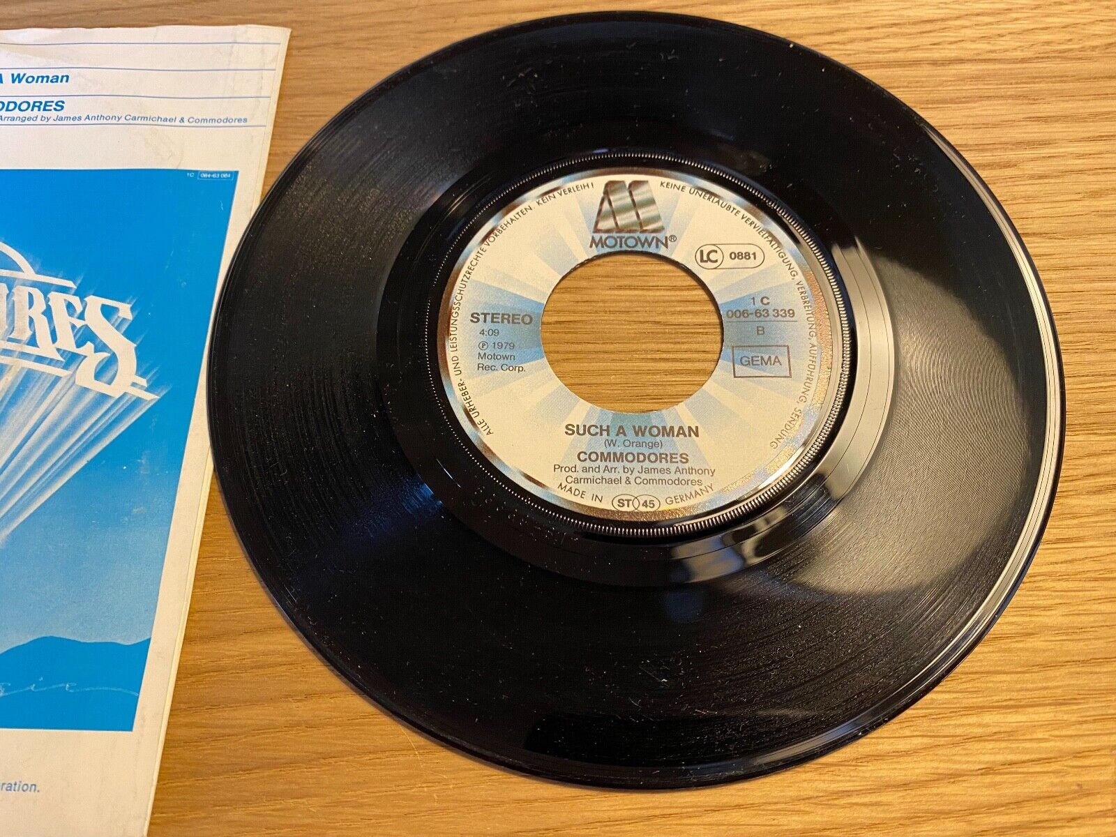 THE COMMODORES "STILL / SUCH A WOMAN" 1979 MOTOWN RECORDS VINYL SINGLE GERMANY 7