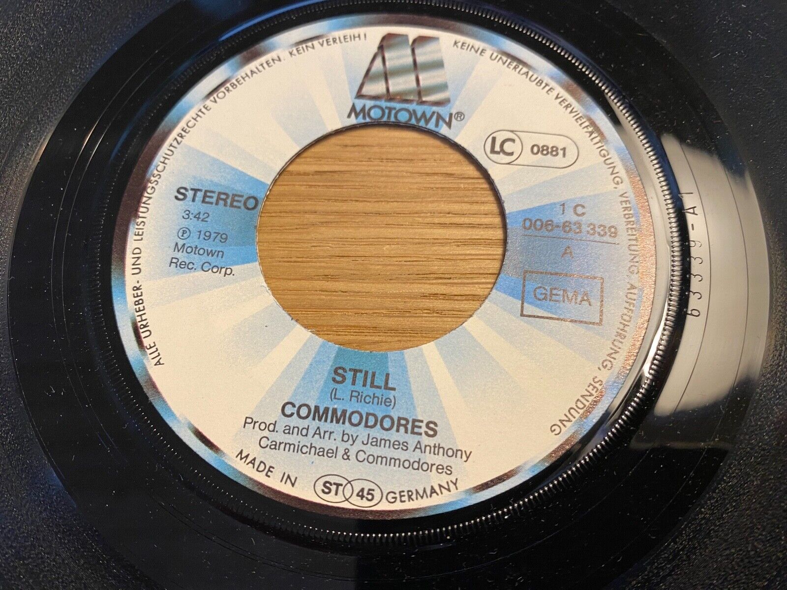 THE COMMODORES "STILL / SUCH A WOMAN" 1979 MOTOWN RECORDS VINYL SINGLE GERMANY 7