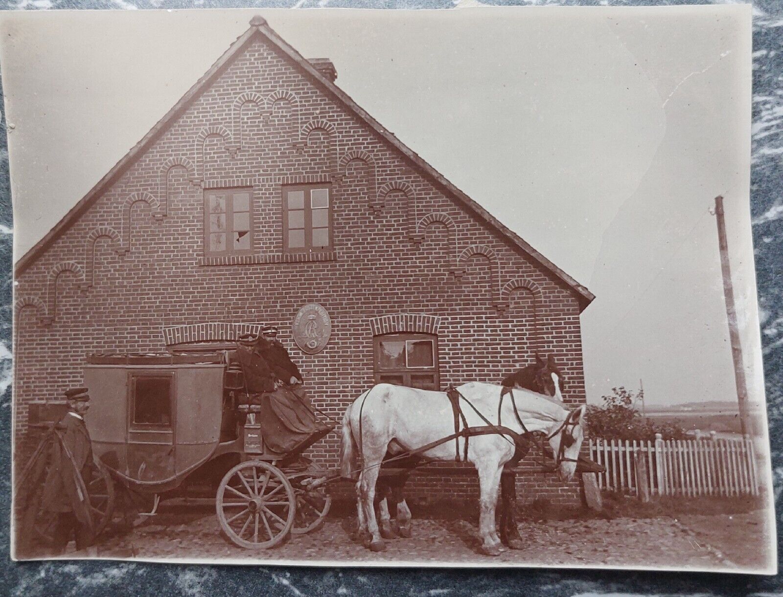 Old  photo:   Post wagon in front of post office in Denmark c 1915  Fo039