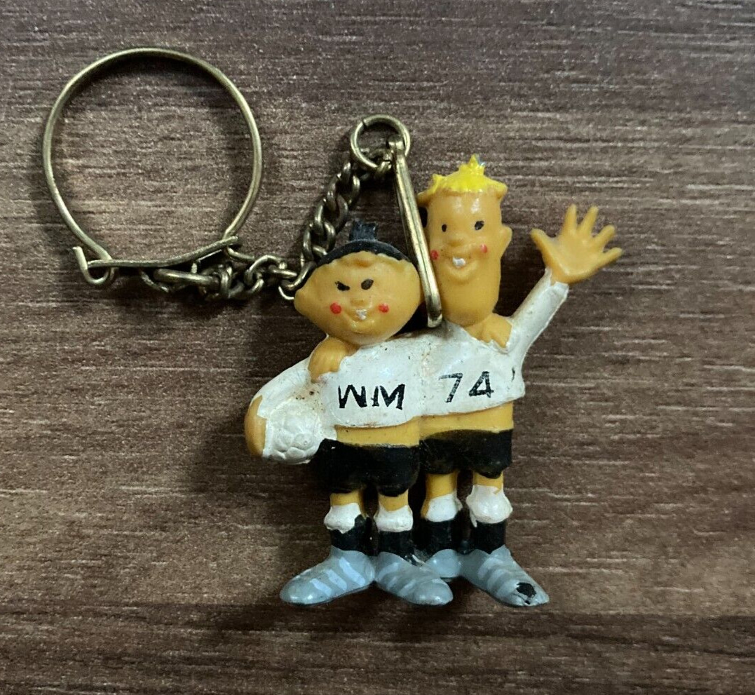 Vintage 1974 World Cup Tip and Tap Mascot Keychain Classic Football Memorabilia