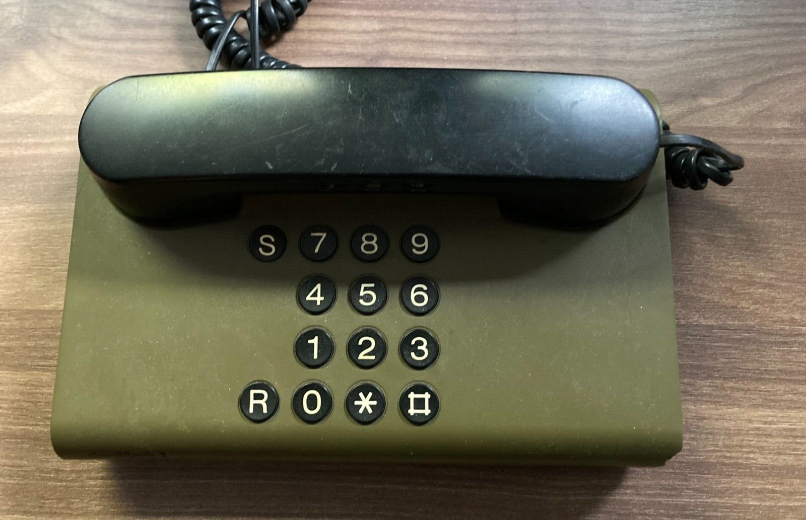 DanMark 1 Retro Vintage Danish Design 1980s Army Dark Green Desk Landline Phone