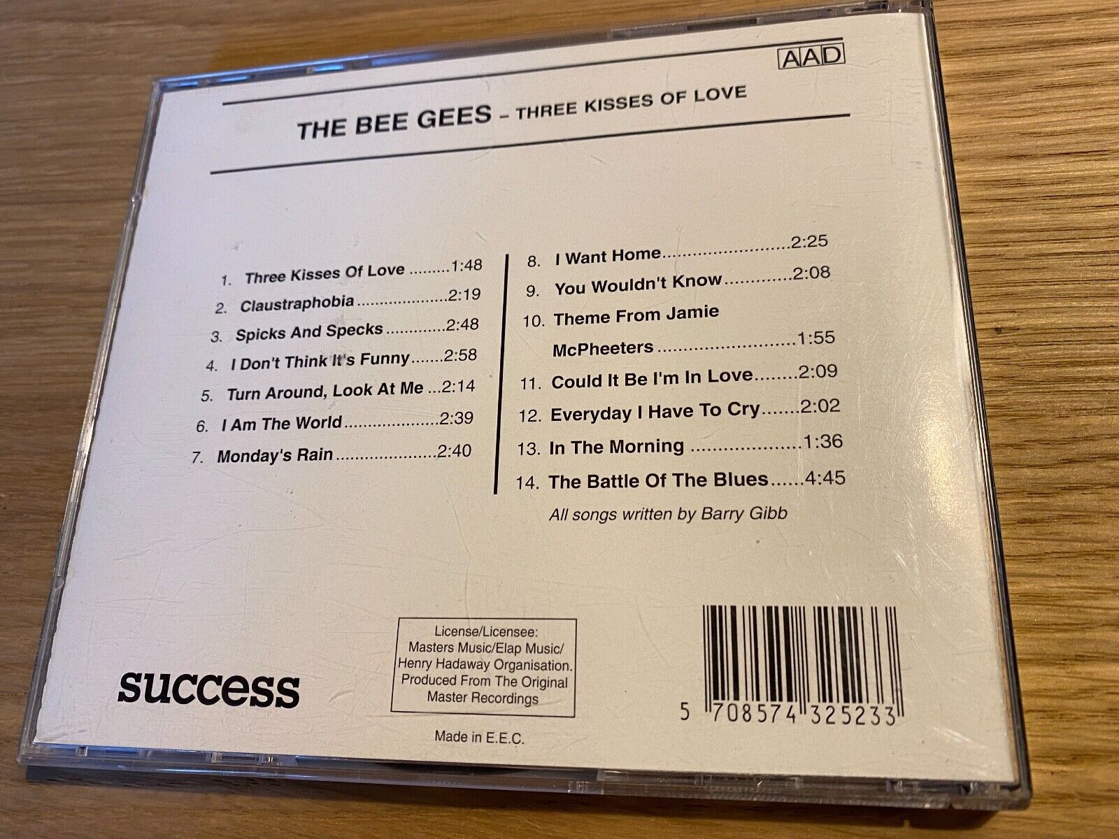 THE BEE GEES "THREE KISSES OF LOVE" CDALBUM 14 TRACK SUCCESS STEMRA EEC PRESS CD