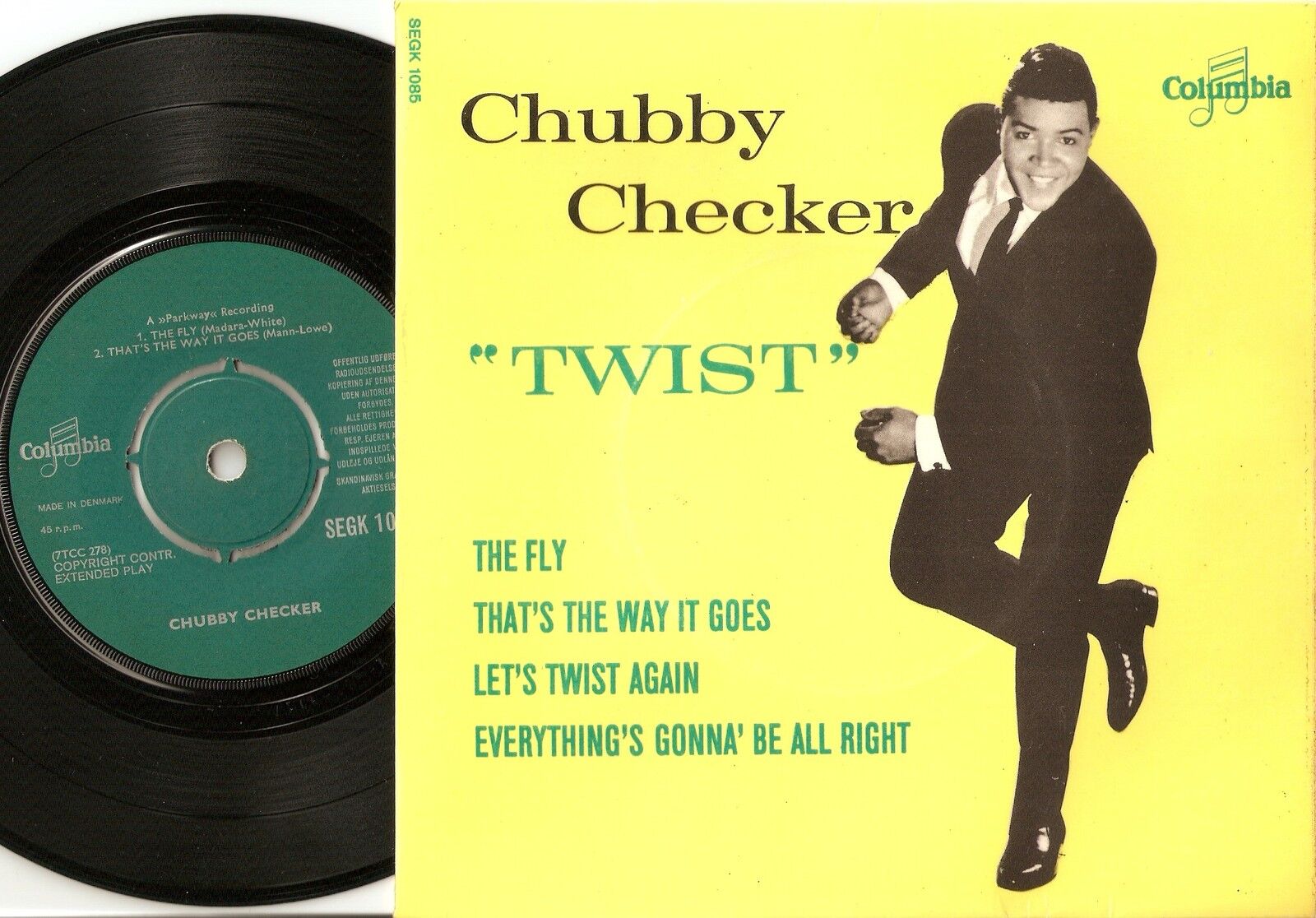 CHUBBY CHECKER TWIST THE FLY DANISH EP 45+PS 1961 ROCK ROLL ROCKABILLY BEAT RB