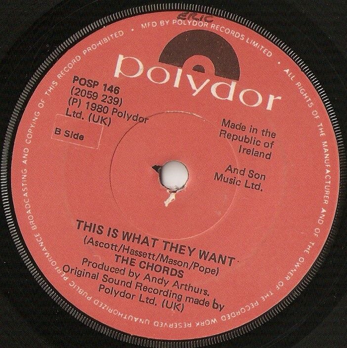 THE CHORDS SOMETHING`S MISSING  WHAT THEY WANT IRISH 7" 45 1980 MOD REVIVAL JAM