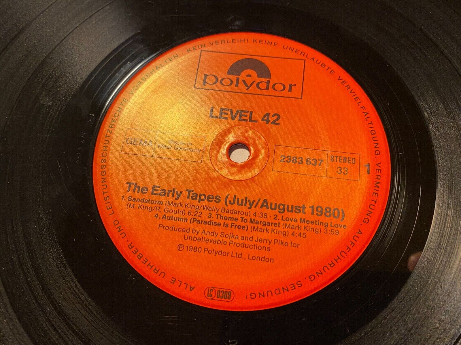 LEVEL 42 "THE EARLY TAPES JULY / AUGUST 1980" 1980 GERMANY PRESS 8 SONGS POLYDOR