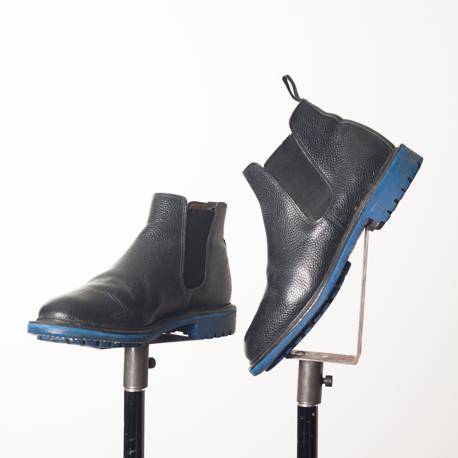 MARK MCNAIRY Black Pebble Grain Leather Chelsea Boots UK Made US9