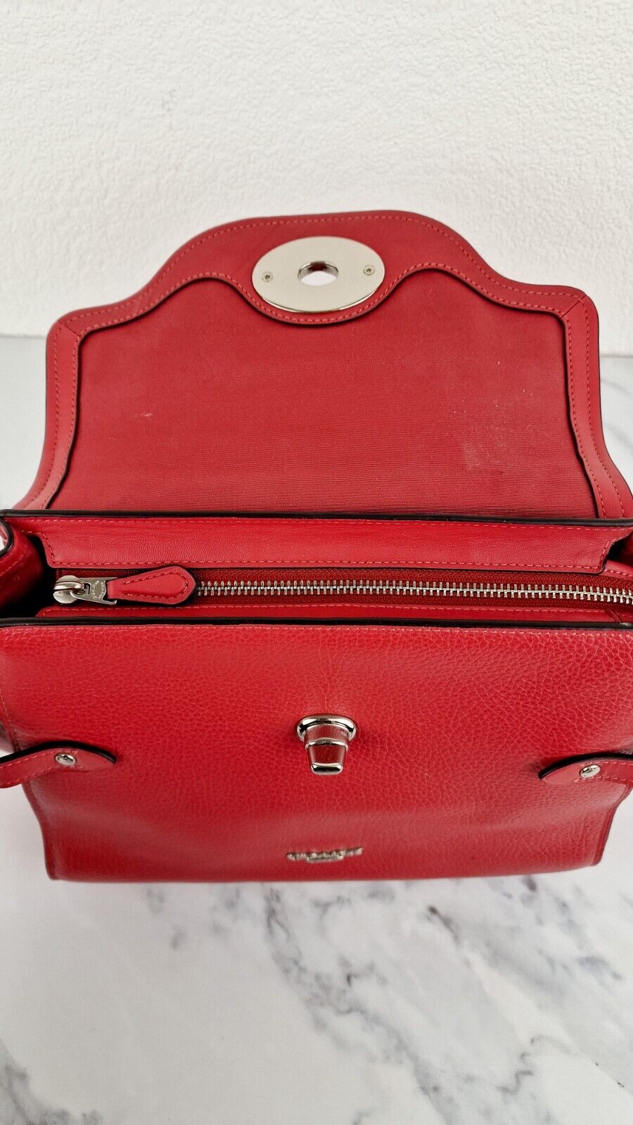 Coach Large Blake Flap Carryall Bag Red Mixed Leather Tophandle Turnlock F39020