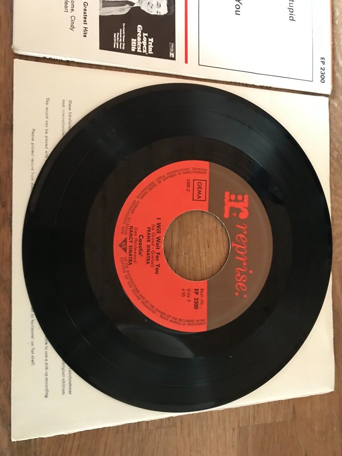 NANCY AND FRANKIE SINATRA "SOMETHIN´ STUPID" GERMAN VINYL SINGLE REPRISE RECORDS