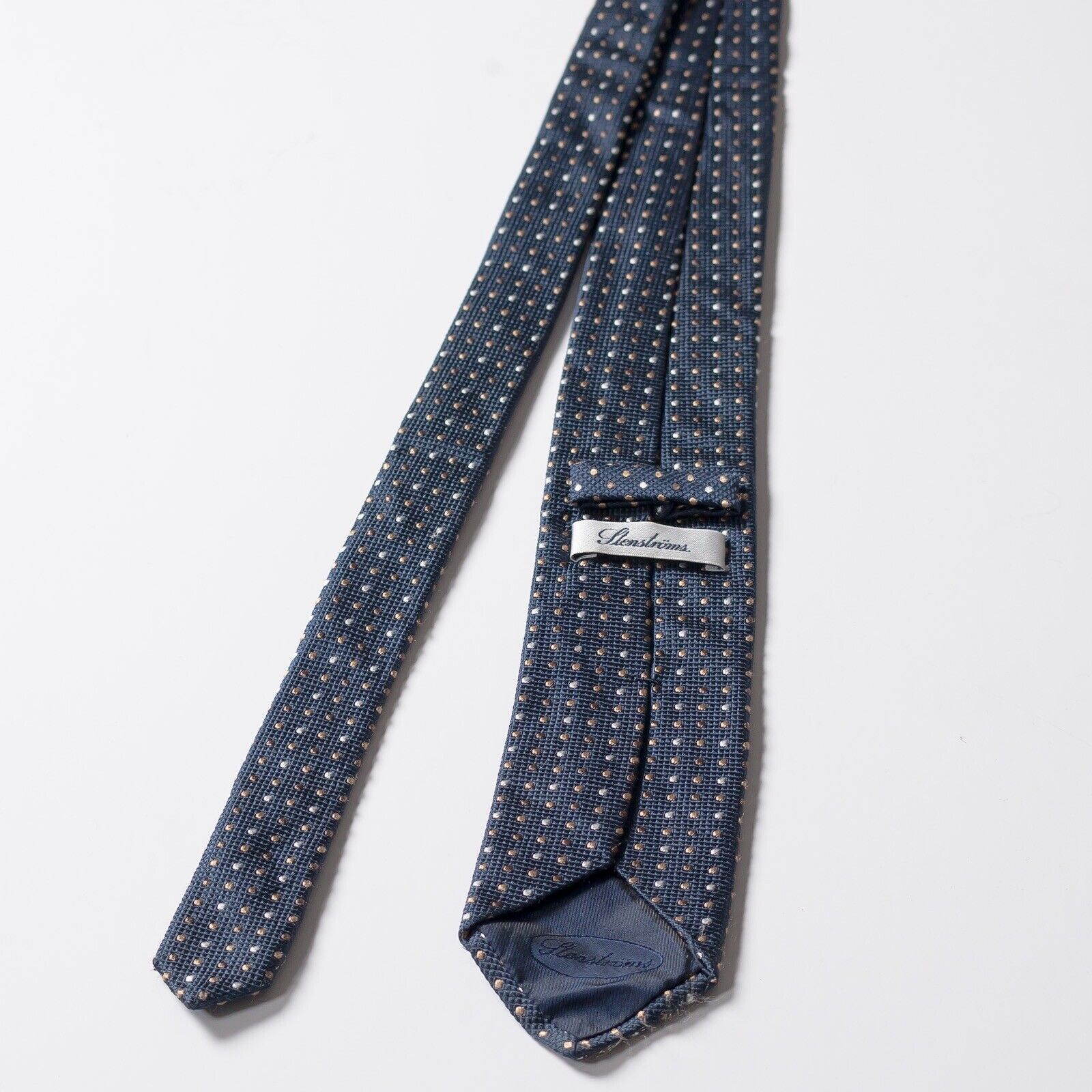 STENSTROMS Blue Micro Dot Silk Tie Italy Made