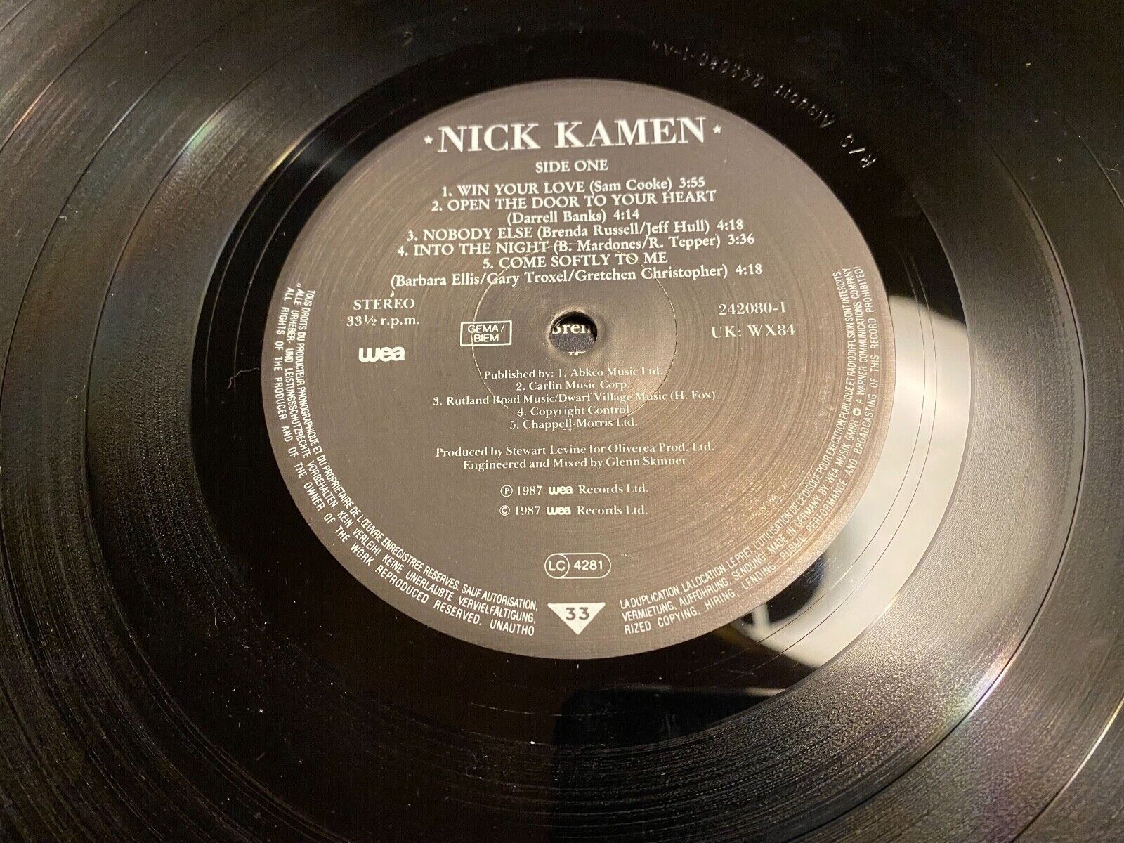 NICK KAMEN 1987 WEA RECORDS VINYL LP 33 RPM 10 TRACKS LP WEST GERMAN PRESSING