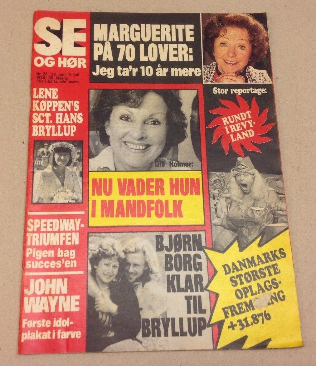 Bjorn Borg Mariana Simonescu Wedding Vintage Danish Magazine 1979 "Se og Hoer"