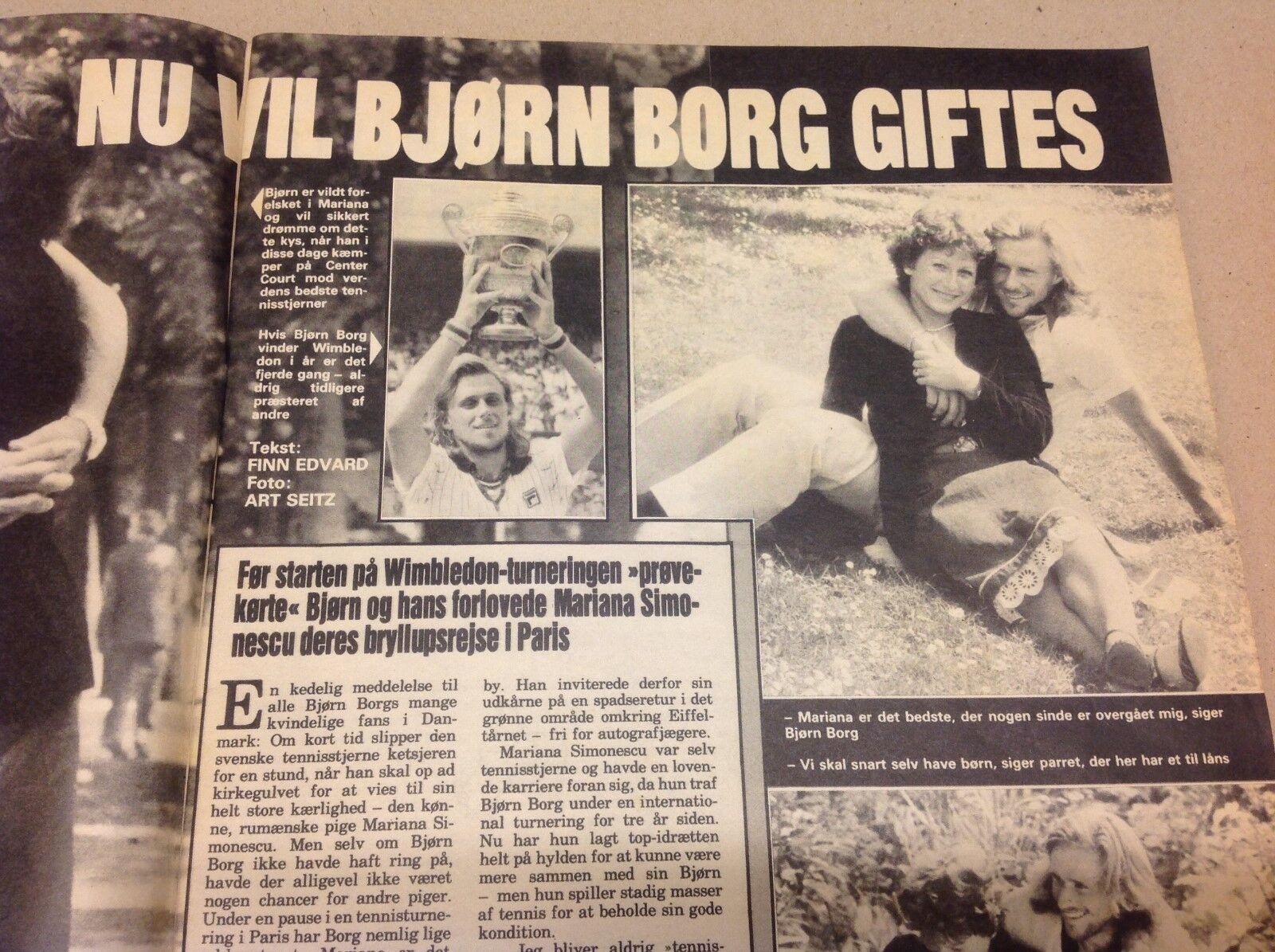 Bjorn Borg Mariana Simonescu Wedding Vintage Danish Magazine 1979 "Se og Hoer"