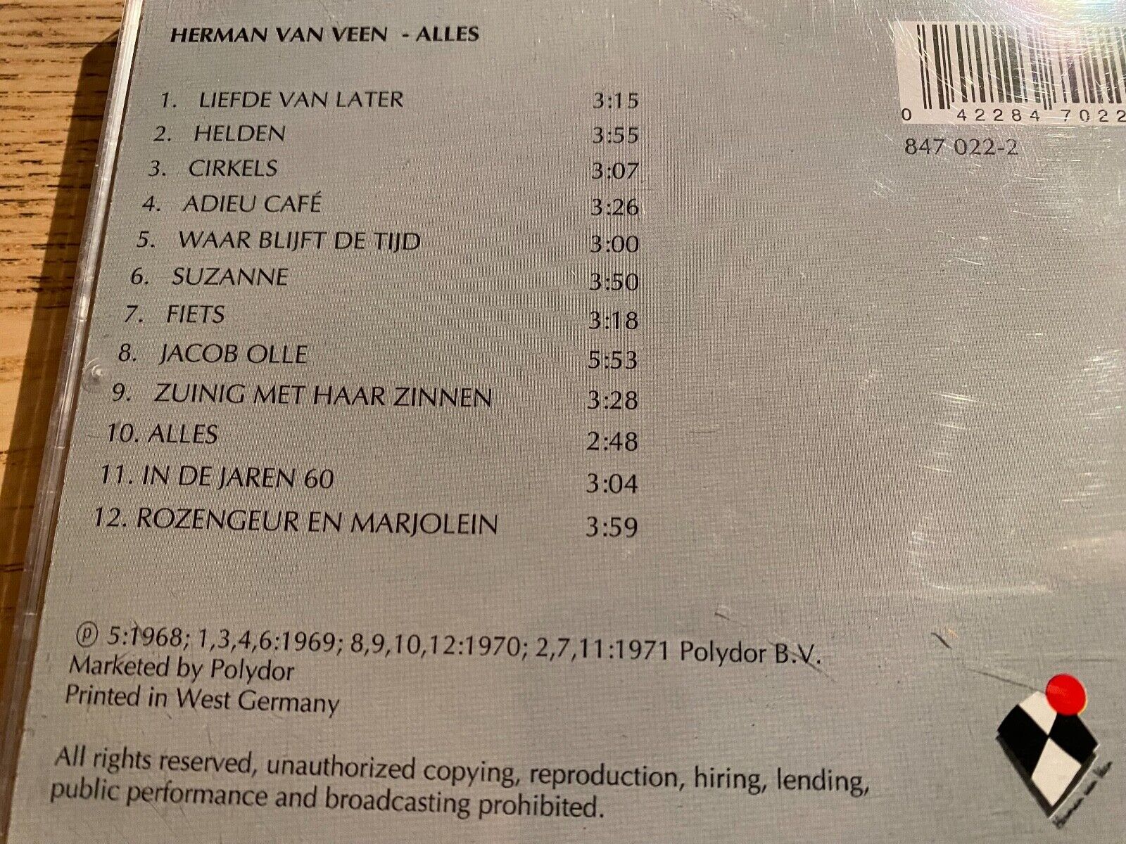 HERMAN VAN VEEN "ALLES" 1969 CD ALBUM 12 TRACKS HARLEKYN RECORDS WEST GERMANY