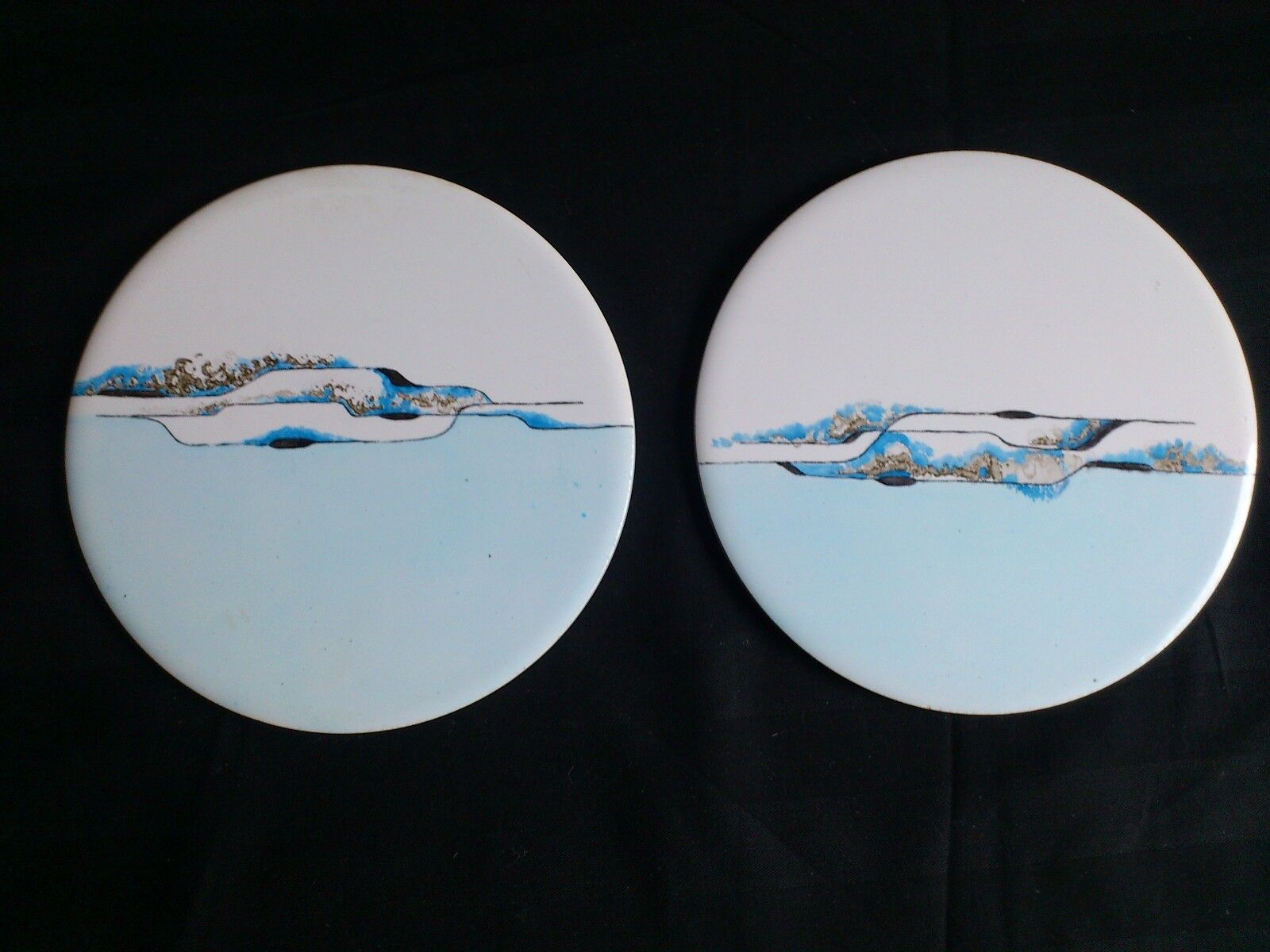 H  R Johnson LtdEngland 2 vintage coasters ceramic winter landscape 1986