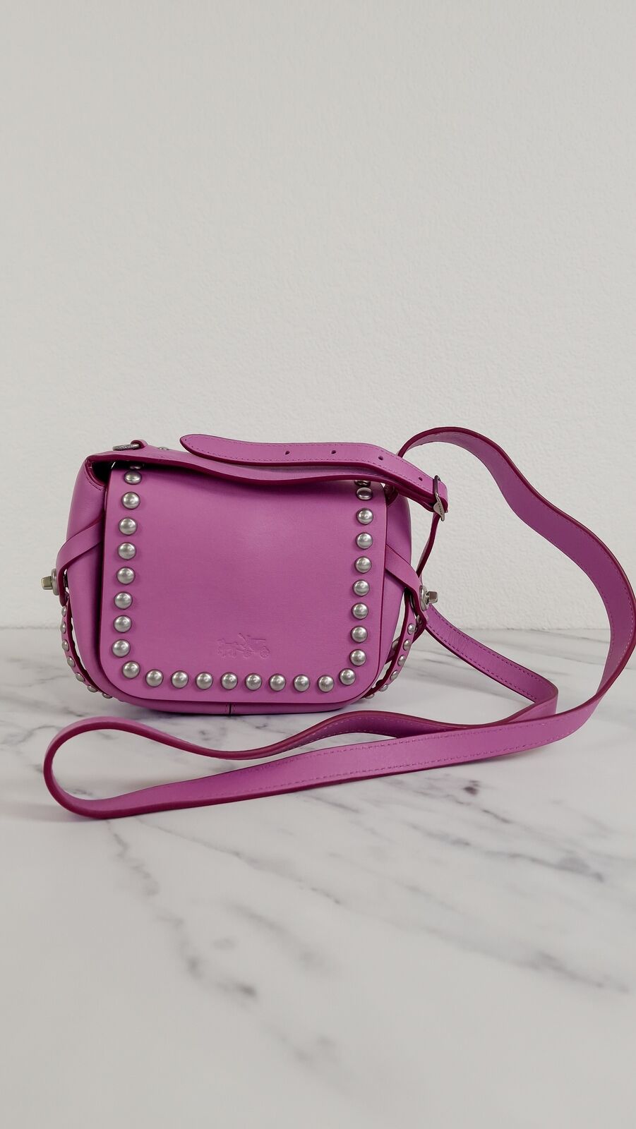 Coach Rivets Dakotah 15 Crossbody Bag Puce Purple Pink Smooth Calf Leather 35751