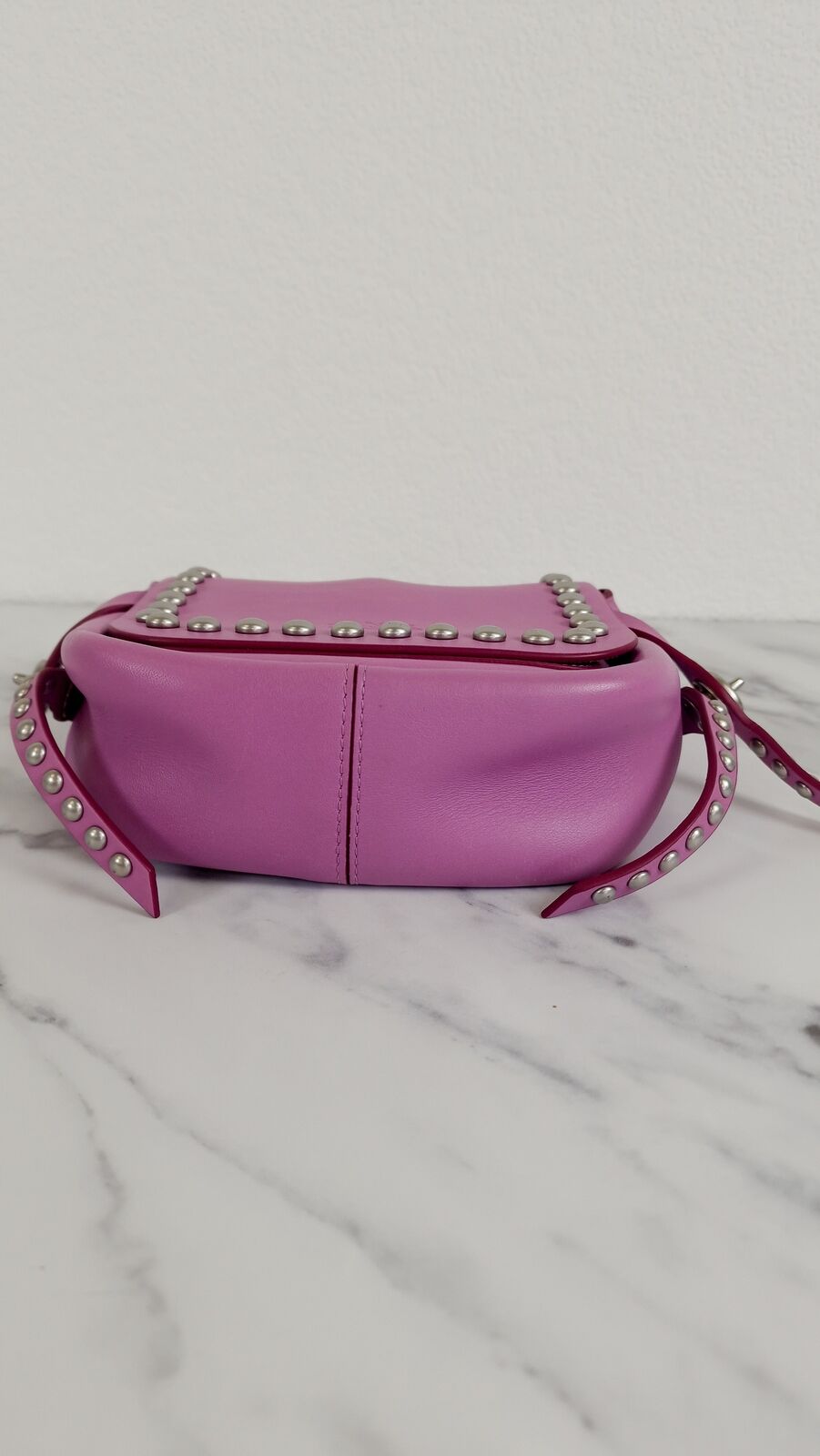 Coach Rivets Dakotah 15 Crossbody Bag Puce Purple Pink Smooth Calf Leather 35751