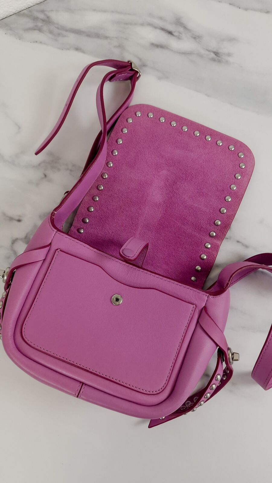 Coach Rivets Dakotah 15 Crossbody Bag Puce Purple Pink Smooth Calf Leather 35751