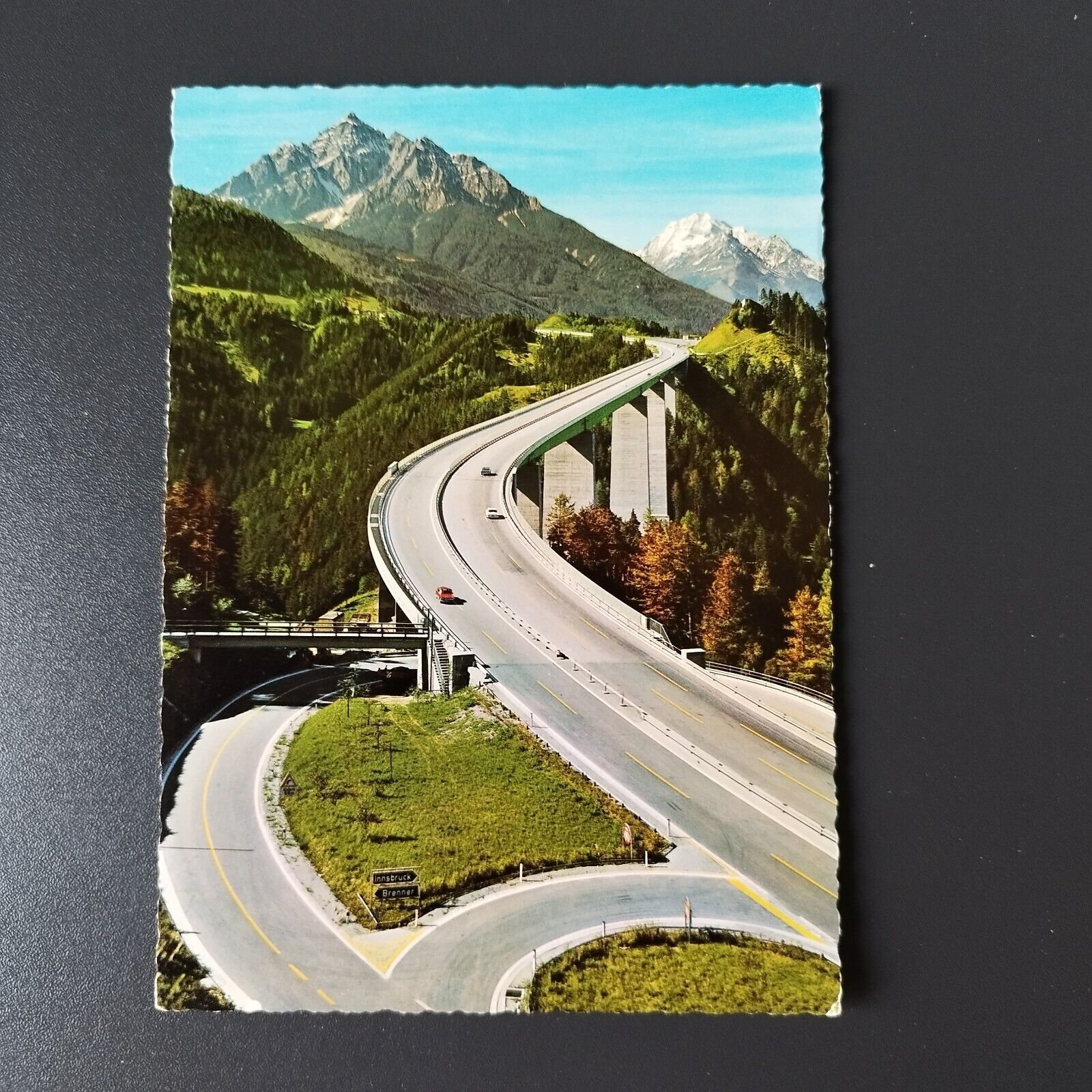 Austria Brenner Autobahn Europabrücke bei Schönberg 1977