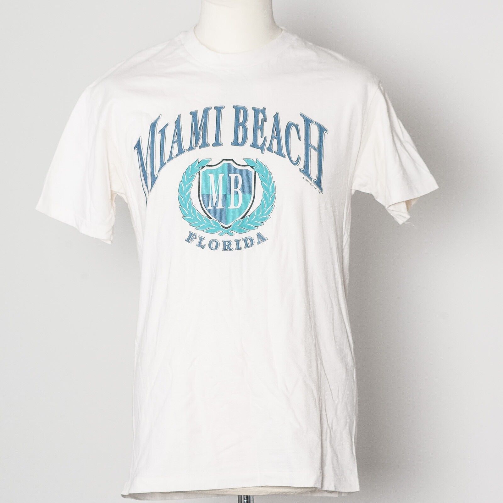 HANES Beefy-T 1991 True Vintage Miami Beach Graphic Tshirt Size M