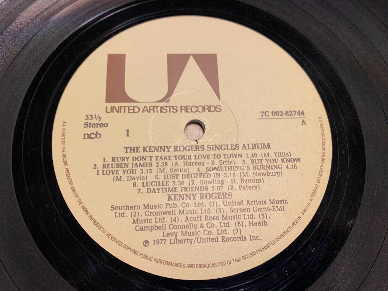 KENNY ROGERS "THE SINGLES ALBUM" 1977 TRACK NCB SCANDINAVIAN 1 PRESS LP