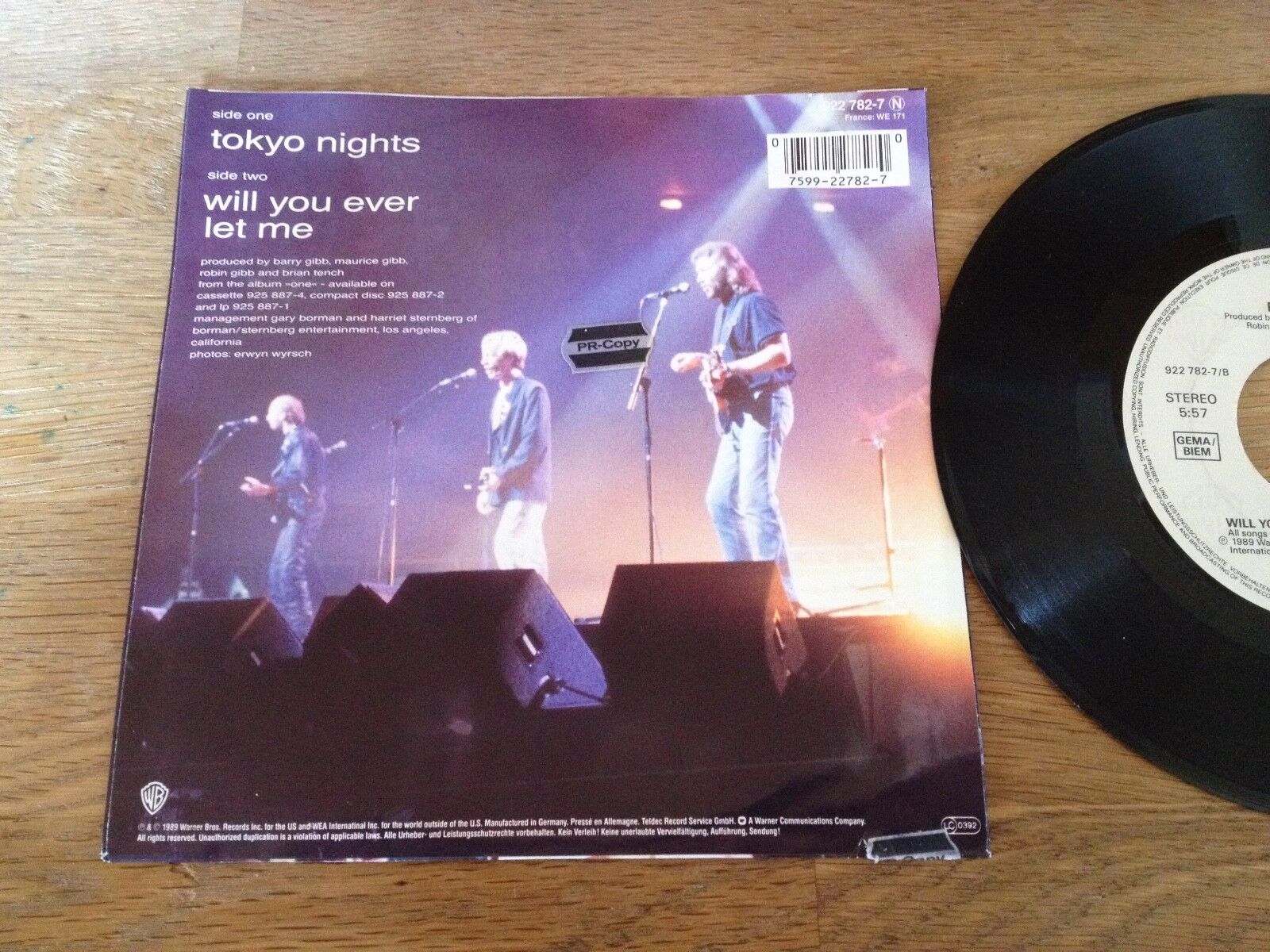 BEE GEES "TOKYO NIGHTS / WILL YOU EVER LET ME" PR-COPY 1989 WEST GERMAN PRESSING