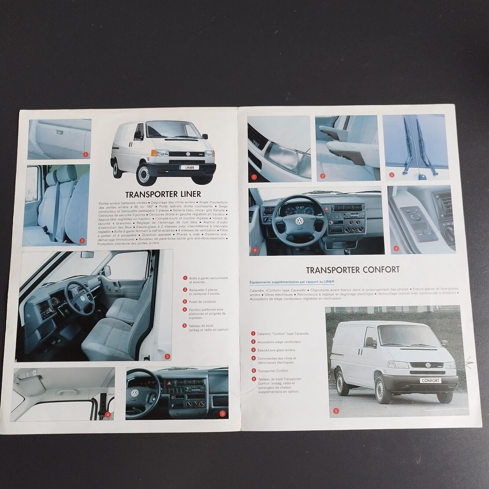 Four page French catalog : VW Transporter Confort From 2000