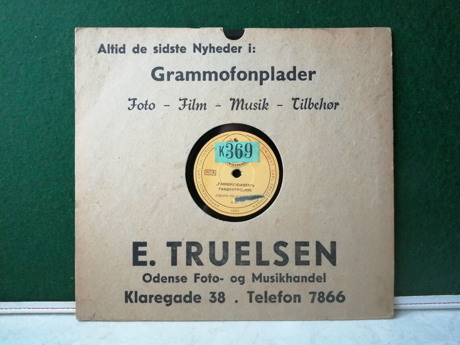 78 rpm"Fannikerdagen"s FanøpotpourriESBJERG Politiorkester 1955 Very Rare