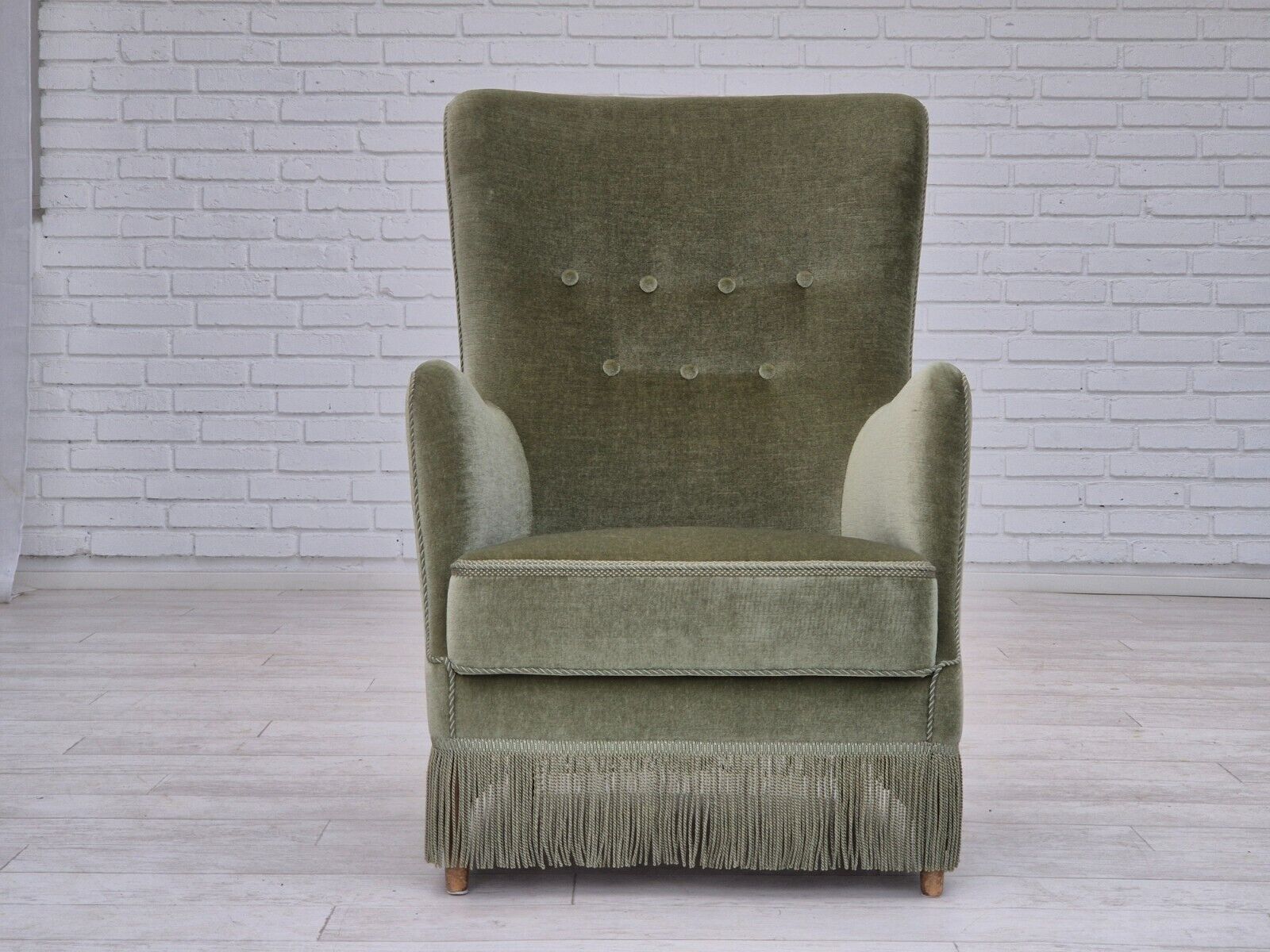 1970s Danish armchair velour beech wood original excellent condition