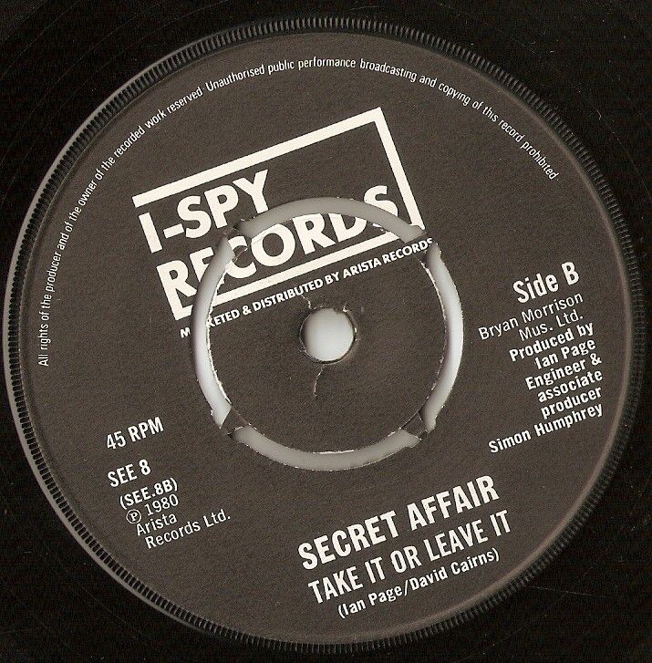 SECRET AFFAIR SOUND OF CONFUSION  TAKE IT 7" 1980 PUSH OUT CENTRE MOD REVIVAL