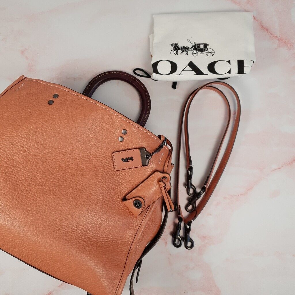 Coach Rogue 31 Bag Melon Orange Pink Burgundy Colorblock 1941 Satchel Bag 38124