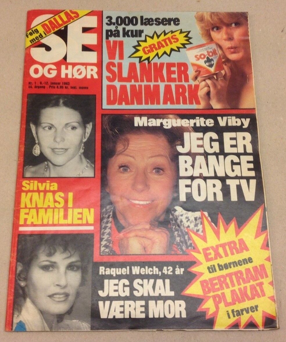 Raquel Welsh Pregnancy +Queen Silvia Sweden Danish Magazine 1983 "Se og Hoer"